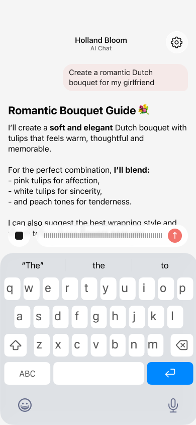 Holland Bloom AI bouquet builder placeholder
